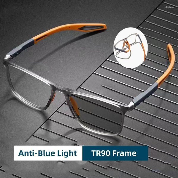 Солнцезащитные очки тренд TR90 Спортивные очки Анти-голубые светлые очки для мужчин для мужчин Гибкие пружинные шарнир