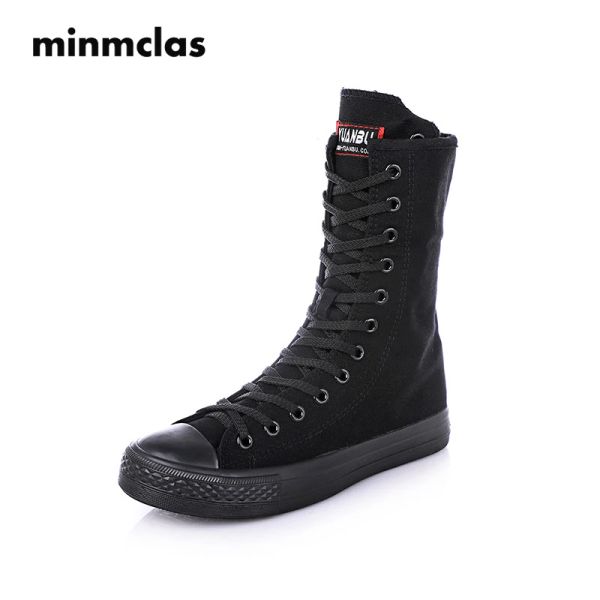 Botas 2022 tênis altos Sapatos femininos Casual Top Shoes Top Shoes Longo Botas de Laceup Zipper confortável Botas planas Zapatillas Mujer