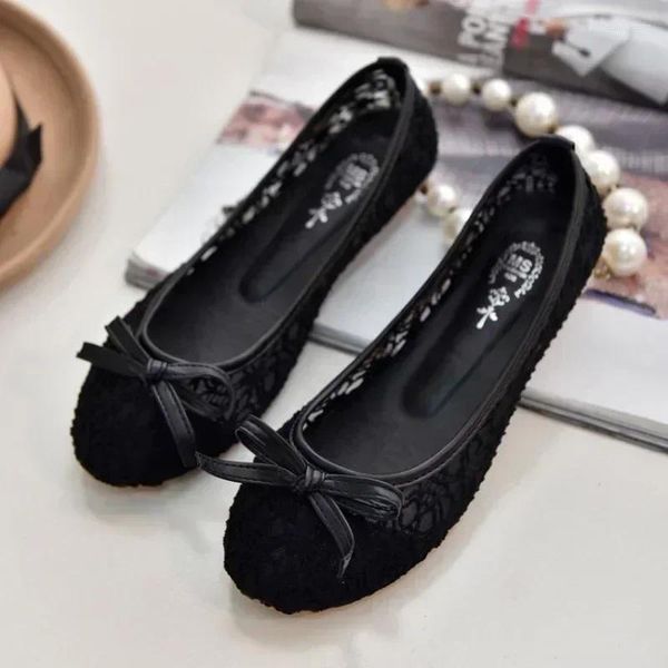 Scarpe casual 2024 Donne Flats Ballet Slip-Knot-Knot su Cut Outs Slow Hollow Summer Female traspirante