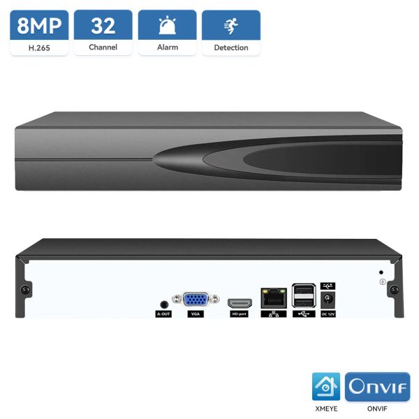 Gravador 4K 8MP REDOR DE VÍDEO DE REDE 32CH/16CH/9CH CCTV NVR DVR XMEYE ONVIF Detecção de face Cloud P2P Home Surveillance Recorder System