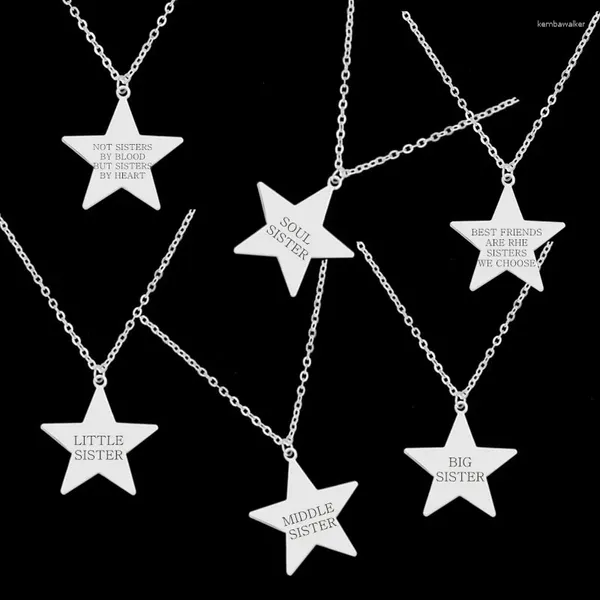 Anhänger Halsketten Schwester Geschenke Little Middle Big Halskette Freundschaft graviertes Halsketten Edelstahl Star Schmuck Schmuck