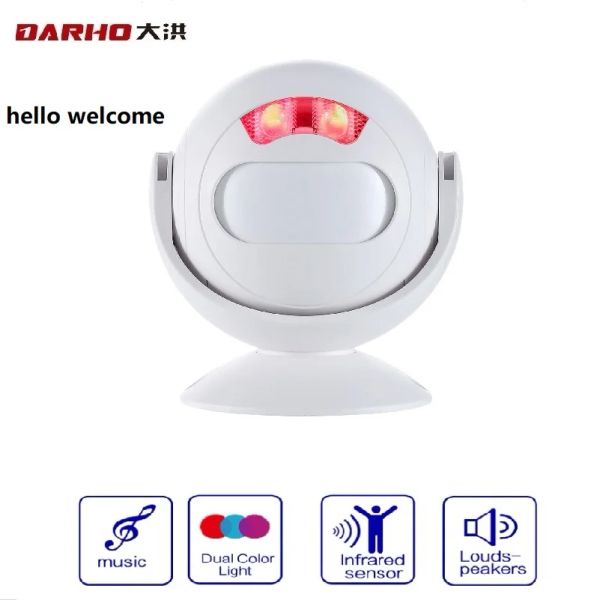 Campainhas de campainha darho recarregável Saudação inteligente sem fio Welcome Welcome Pir Pir Infravery Motion Sensor Aviso