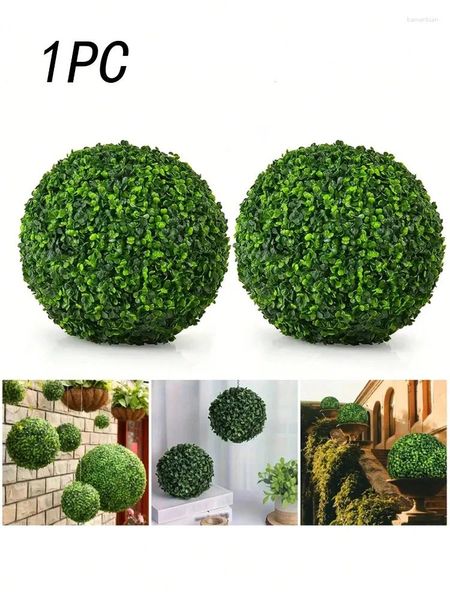 Dekorative Blumen 1PC Künstliche Boxholzbällchen Faux Round Pflanze Topiary Ball für Hinterhof Balkon Garten