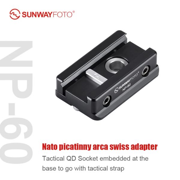 Monopodi Sunwayfoto NP60 Picatinny NATO Arcaswiss Tripode Adattatore DOVETAIL Monte Arca/RRS Compatibile