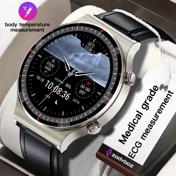 Смотрит Zodvboz Medical Grade ECG Smart Watch Мужчины физическое здоровье температура тела Инфракрасный монитор артериального давления Умные часы для Xiaomi