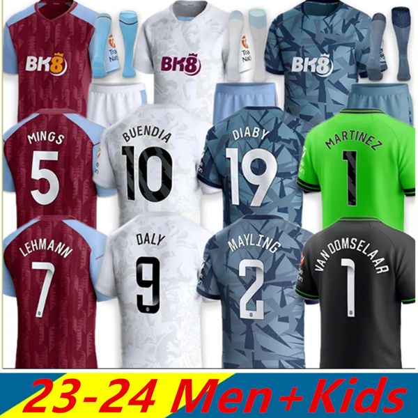 2023 2024 Buendia Soccer Jerseys Kit Kit Home Away Terceiro 3º 23 24 Camisas de futebol Jogador de fãs Versão Mings Aston Villas McGinn Watkins Bailey Kamara