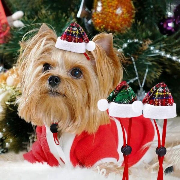 Hundebekleidung Verstellbare Weihnachtshut Dekorative rote/grüne Welpe mit Kordelstoff Weihnachtskatze Santa