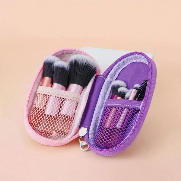 Kosmetische Taschen klein mit Make -up -Bürstenset tragbarer Nylon wasserdichte Schönheitswerkzeuge Aufbewahrung Hülle Handtasche Tasche