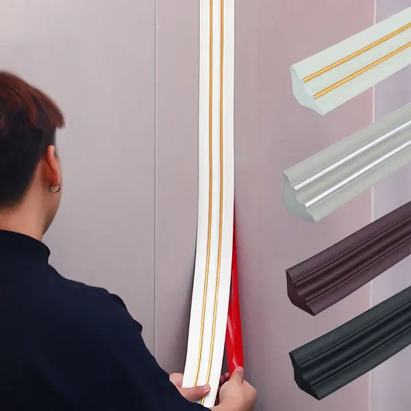 Pencere Çıkartmaları 3D Duvar Sınır Kendi Kendinden Yapışkan Su Geçirmez Sticker Üst Köşe Hat Kenar Strip Bel Fayans Duvar Kağıdı Dekor
