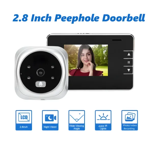 Campanelli da 2,8 pollici per la porta della porta di peopelo digitale Ir Night Vision Magic Eye Smart Video Ghidell Ringh Eye Eye Camera Security Protection