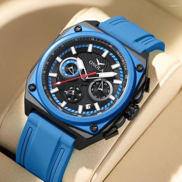 Orologi da polso 2024 Fashion Square Multi Color Design orologio da uomo Onola Functional Silicone Waterproof Orologi casual