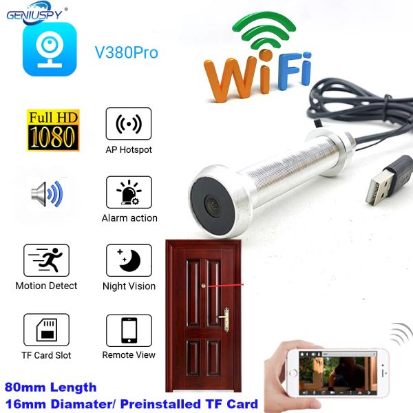 Doorbell Peephol Genişletme deliği yok 16mm 1080p geniş açılı kedi kapı göz deliği kamera güvenliği wifi mini ir kablosuz kamera izleyicisi