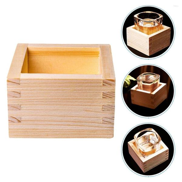 Abendessen Geschirr Sake Gobstoppers Box hölzerne japanische Masu Gobstoppers Tee Traditionelle Brille Becher wissen Saki Storage Wood Party Square