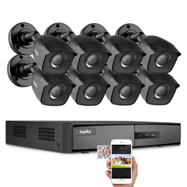 Sistem Sannce 8CH DVR 1080N CCTV Sistem Video Kaydedici 2/4/8 PCS 2MP Ev Güvenliği Su Geçirmez Gece Görme Kamera Gözetim Kitleri