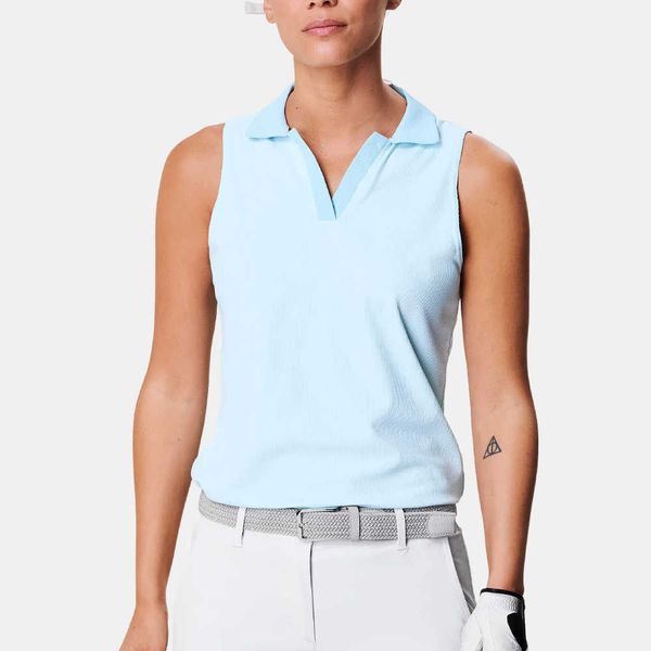 Oem Ladies Custom Slip Slip Sleeveless Sports Polot Shirts V Neck Collar Shirt da golf Women