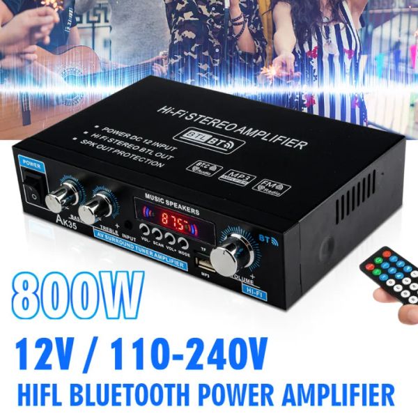 Verstärker AK35 380 800W Home Digitalverstärker Audio 110240V Bass Audio Power Bluetooth Amplifier HiFi FM Auto Music Subwoofer -Lautsprecher