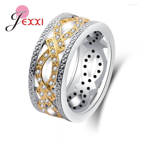 Clusterringe Ankunft einzigartiger Design Hollow Ring 925 Sterling Silber Kubikzirkonia Elegantes raffiniertes Geschenk für Liebhaber/Mutter Top -Qualität