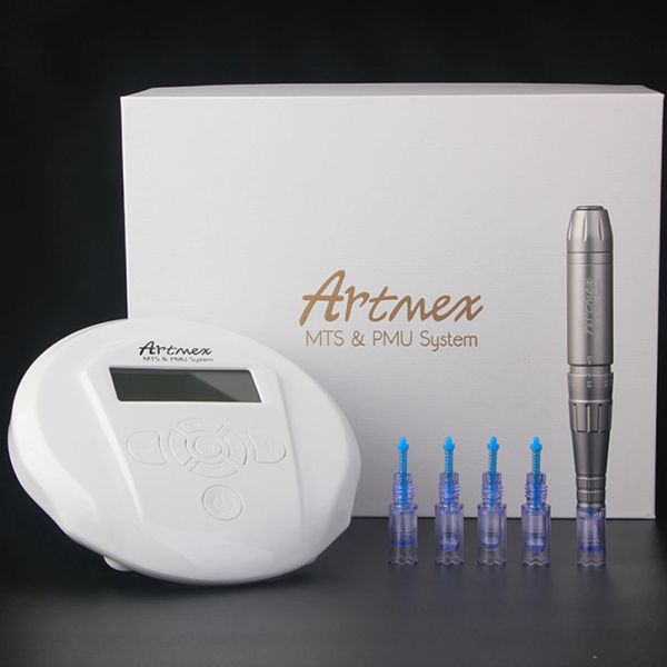 Máquina de maquiagem permanente tatuagem hine com painel de controle digital Dispositivo de micropigmentação Lip Eybrow Pen Artmex V6 com 5 agulhas