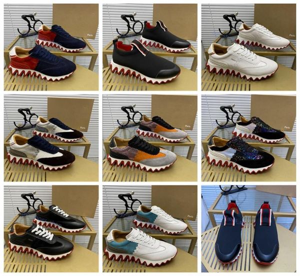 2021 gezackte Sohlen rote Freizeitschuhe echte Lederwohnungen Herren Sneakers Loubishark Flat Sneaker Luxe Progettista Männer Donna Low to8336787