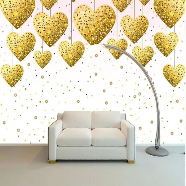 Tapeten Milofi Custom 3d Shiny Heart Großer Fernseher Hintergrund Tapete Wandbild