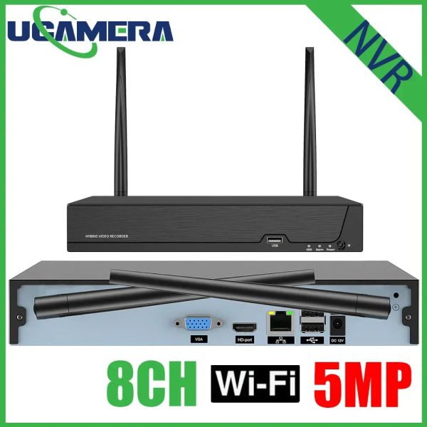 Recorder 8CH H.265 5MP 3MP Беспроводной NVR Регистратор Wi -Fi CCTV Система камеры P2P IP -камера сеть 8MP/4K Video Recorder NVR для Xmeye Cloud