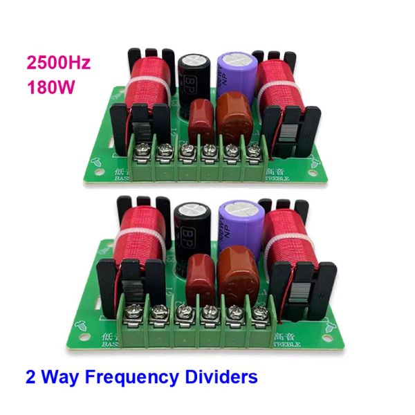 Аксессуары 2PCS 2WAY 180W DIY DIY -динамик Фильтр Цикл Трибл Бас 2500 Гц разделитель частоты домашний театр Hifi стерео аудио -кроссовер фильтры кроссоверов