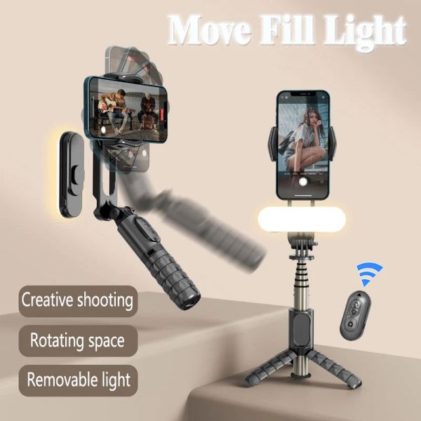 Monopodi Gimbal Stabilizzatore Estabilizador Selfie Stick Fill Light Smartphone Baseus Azione portatile Kameralar Bluetooth Tripod Gymbal