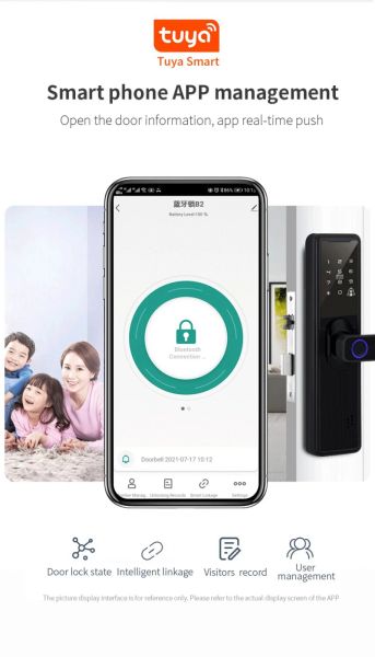 Dispositivo App TUYA APPORTO Smart porta elettronico a distanza WiFi con impronta digitale biometrica/smart card/password/tastiera sblocco/carica di emergenza USB