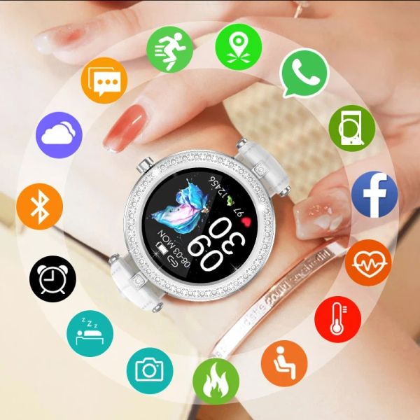 Pulseiras s28 ip67 relógio inteligente à prova d'água Mulheres Lovely Bracelet Frequência cardíaca Monitor Sleep Monitoring Smartwatch Connect iOS Android