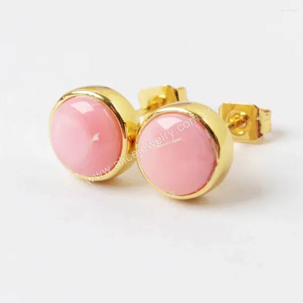 Bolzenohrringe 5pairs Mini Round Pink Naturstein Ohrknochen Knorpel piercing Ohrring 18K Gold plattiert Frauen Schmuck Accessori