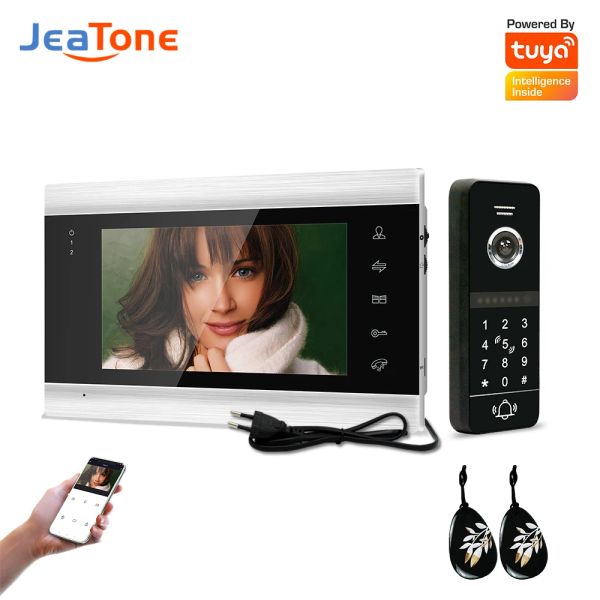 Campainhas de campainha Jeatone Video Intercom para apartamento em casa Wi -Fi Wireless Buildin Power Doorbell Doorphone System Tuya Smart Doorlock Desbloqueio