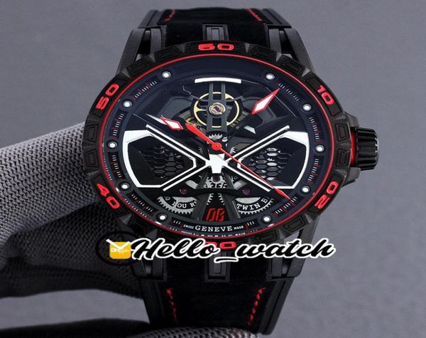 Neue Excalibur Spider Rddbex0784 Tourbillon Automatic Herren Watch Skeleton Dial Titankristall Carbon Schwarz Lederband HWRD Hel418953