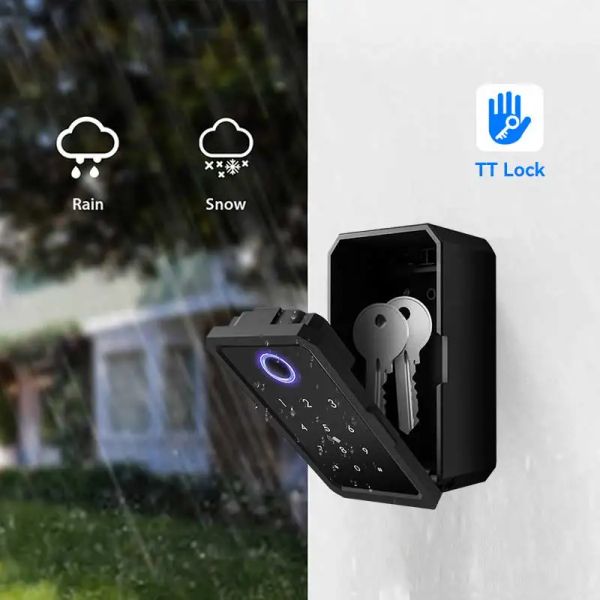 Заблокировать Smart Lock Box Tuya Ttlock, управляемое Wi -Fi Electronic Lockbox Real Estate Mount Mount Counte с приложением Code Finger Print Card