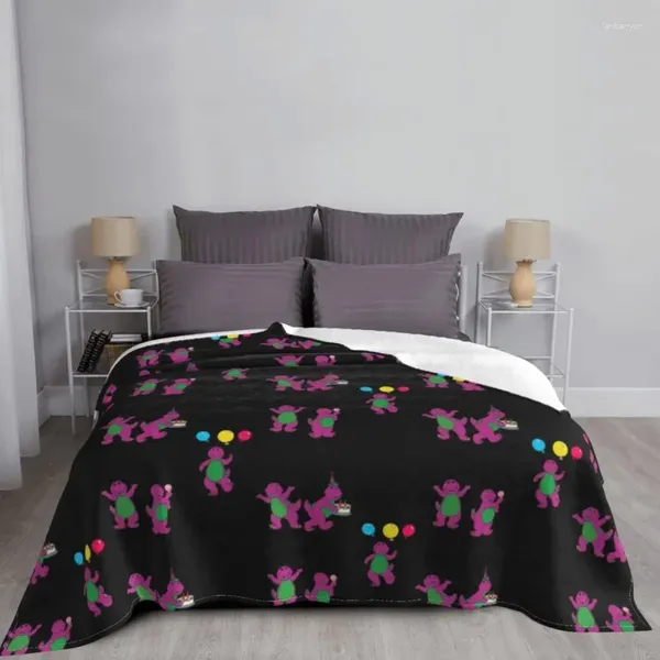 Cobertores Barney Friends Cartoon Cobertor Veludo durante toda a temporada Animal Child Gift Portable Super Soft Throw for Bed Car Cabinete