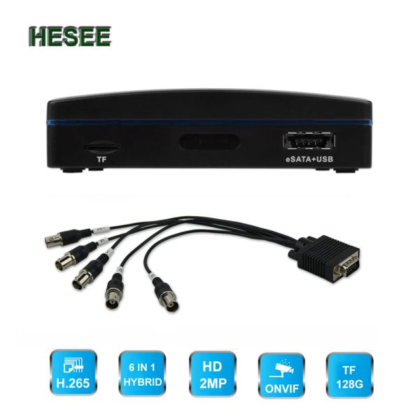 System hesee mini dvr 4ch 1080p ccTV Video Recorder für AHD TVI CVI IP XVI Analog Kamera BNC 2MP ESATA HDD 128G TF CARD Cloud P2P