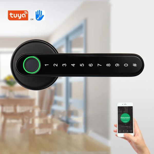 Lock Bluetooth Lock Tuya Smart Home Door Schloss WiFi Ttlock Fingerabdruck Passwort Elektrisch Griff Holz Tür Schloss 5050 Zylinder