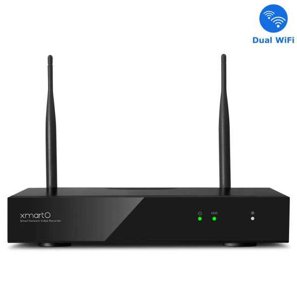 Sistema Xmarto WNQ58 8 CH 1296/1080P Video Registratore di video Rete di sicurezza Full HD Sistema NVR con router WiFi integrato 8 Camere