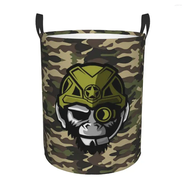 Bolsas de lavanderia Camuflage Monkey Basket Roupas dobrável cesto para berçário Bolsa de armazenamento de brinquedos para crianças