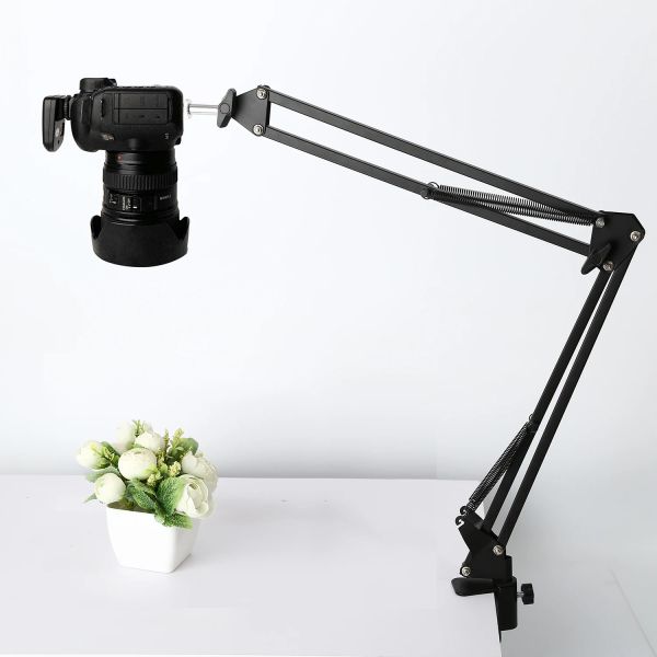 Microfoni Camera Tripode Table Stand Impostare Fotografia Scattatura Overhead Respi di braccio regolabile per lampada a pelo della fotocamera del telefono