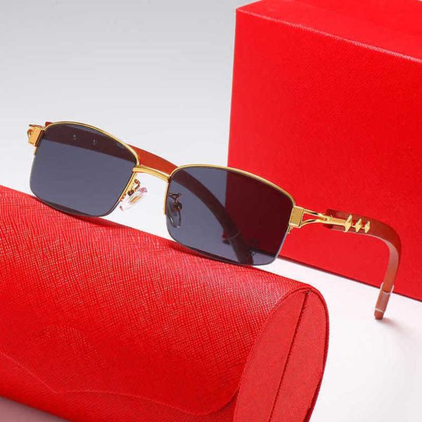 Neue Designer Sonnenbrille Männer Luxusdesigner Frauen Sonnenbrillen Holzbein Mode einfache Halbrahmen Heiße Verkaufsbrille