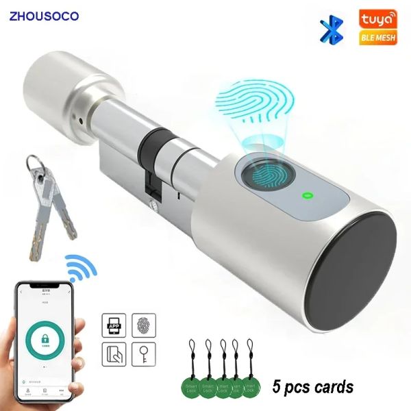 Lock Tuya Ble Smart Home Door Lock Diy Cylinder Core Finger -Отпечаток Ключ IC Card разблокировать электронную интеллектуальную блокировку Digitalless Заменить.