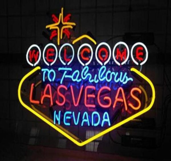 24 20 pollici Benvenuti a Las Vegas Nevada Lampada fai da te in vetro Neon Sign Flex Rope Luce al neon Decorazione per interni ed esterni RGB Tensione 110V247760264