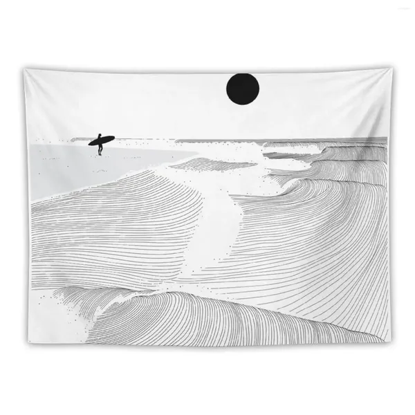 Taquestres Mulheres Surfing Line Art Tapestry Home Decoration Acessórios Decorações decoração de quarto japonês