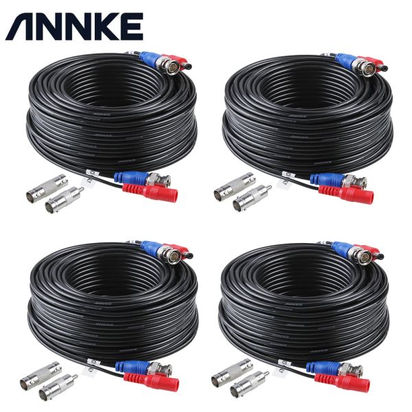 Eldivenler Annke 4pcs 100ft 30m Güvenlik Kamera Video Güç Kablosu Kablosu BNC RCA TEL CCTV Kamera DVR Gözetim Sistemi Aksesuarları