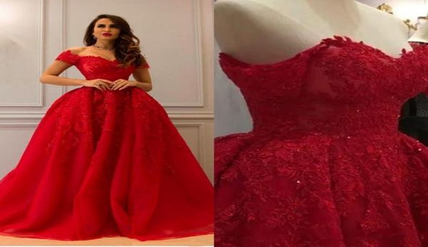 Vestidos de noite árabe de renda luxuosa de 2019 vestidos de baile de bola de miçangas vestidos de baile tule baile de festas vintage