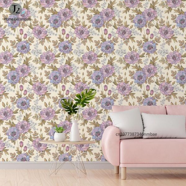 Sfondi eleganti sfondi floreali viola fiore giallo buccia e stick pvc decorazioni per decorazioni per il soggiorno per soggiorno