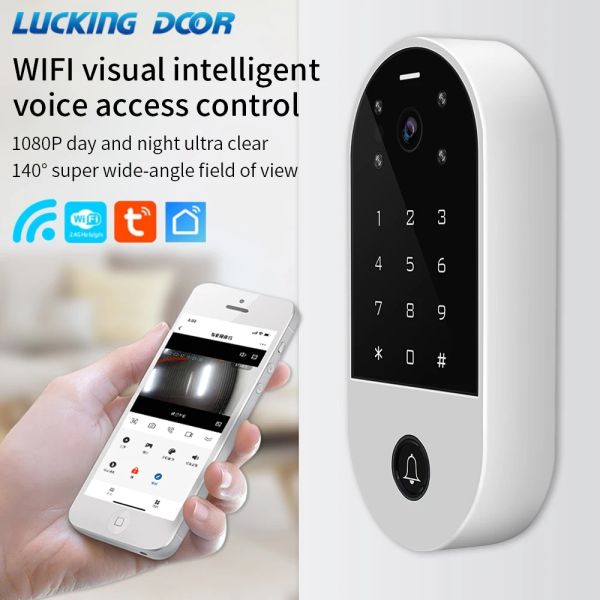 Sistema de controle de acesso ao interfone Intercom Sistema de controle Tuya Smart App SmartLife App Wi -Fi Door Peep Intercom Intercom para a porta de casa Controle remotamente