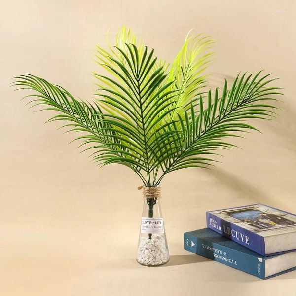 Fiori decorativi 52 cm 9 forchette artificiali Palm albero piante di plastica ramifica alberi di cycas finti foglie tropicali finte per la casa