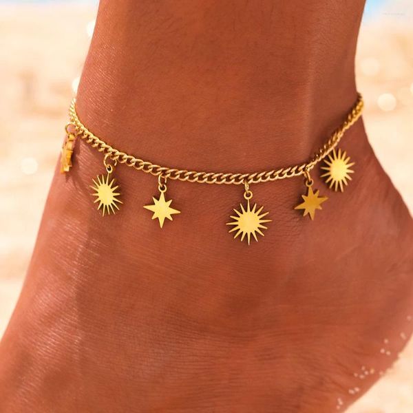Halen Paslanmaz Çelik Bohem Vintage Yıldızlar Güneş Mini Kolyeler Kadın Mücevherleri İçin Moda Zarif Homende Yaz Seaside Plajı