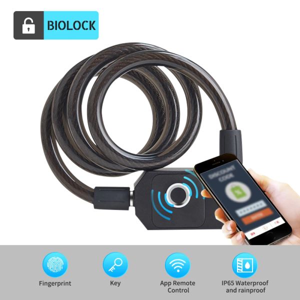 Blocca versione di aggiornamento Tuya PRY RESISTENTE SMARTS password blocco catena di alta qualità con 2 chiavi di backup IP65 Blocco per biciclette per impronte digitali